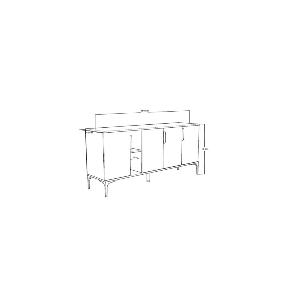 Buffet en Melamina Gris Blanco y Roble, Diseño Moderno