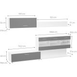 Mueble de Salón con Leds, Acabado en Andersen Pino, 250x115 cm