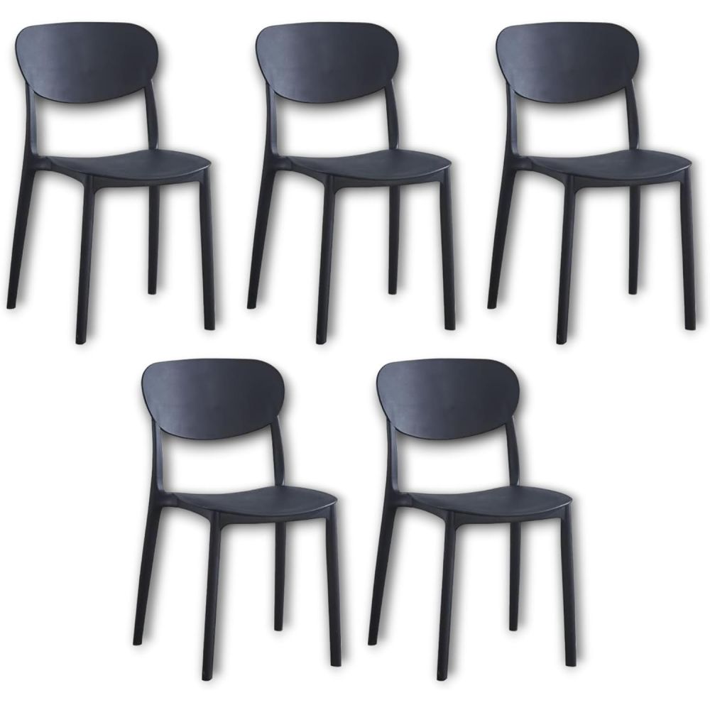 Pack 5 Sillas Cocina Color Negro de plastico Polipropileno