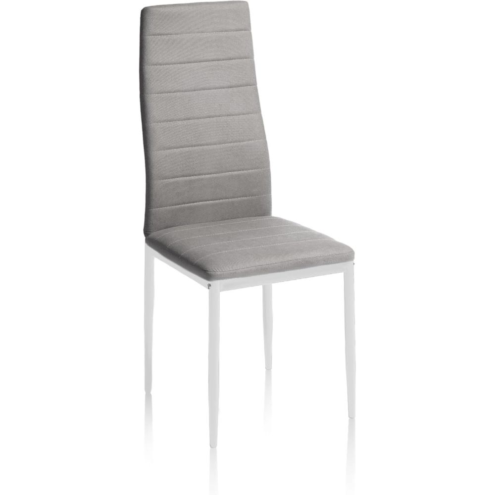 Pack de 6 Sillas Tapizadas para Comedor/Salón – Marengo y Patas Blancas en Aluminio, Dimensiones: 40 cm x 42 cm x 96 Cm