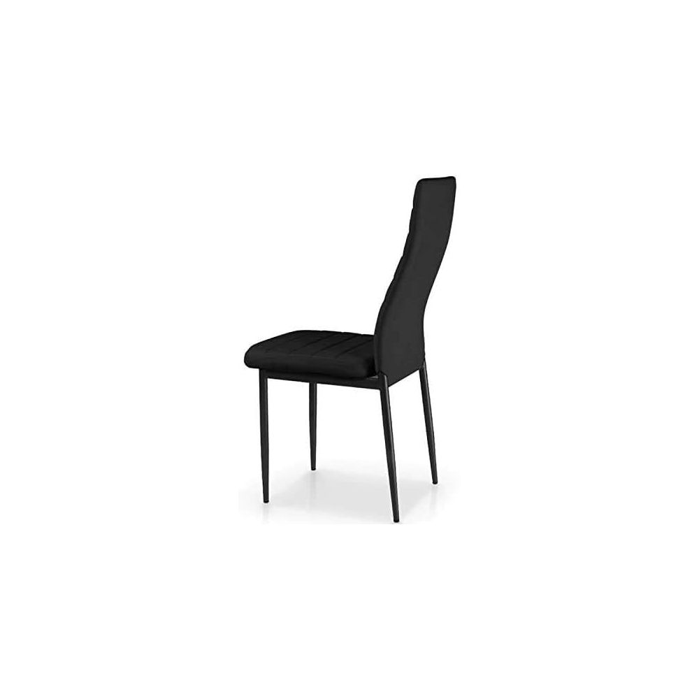 Pack de 6 Sillas Tapizadas para Salón, Color Negro y Patas