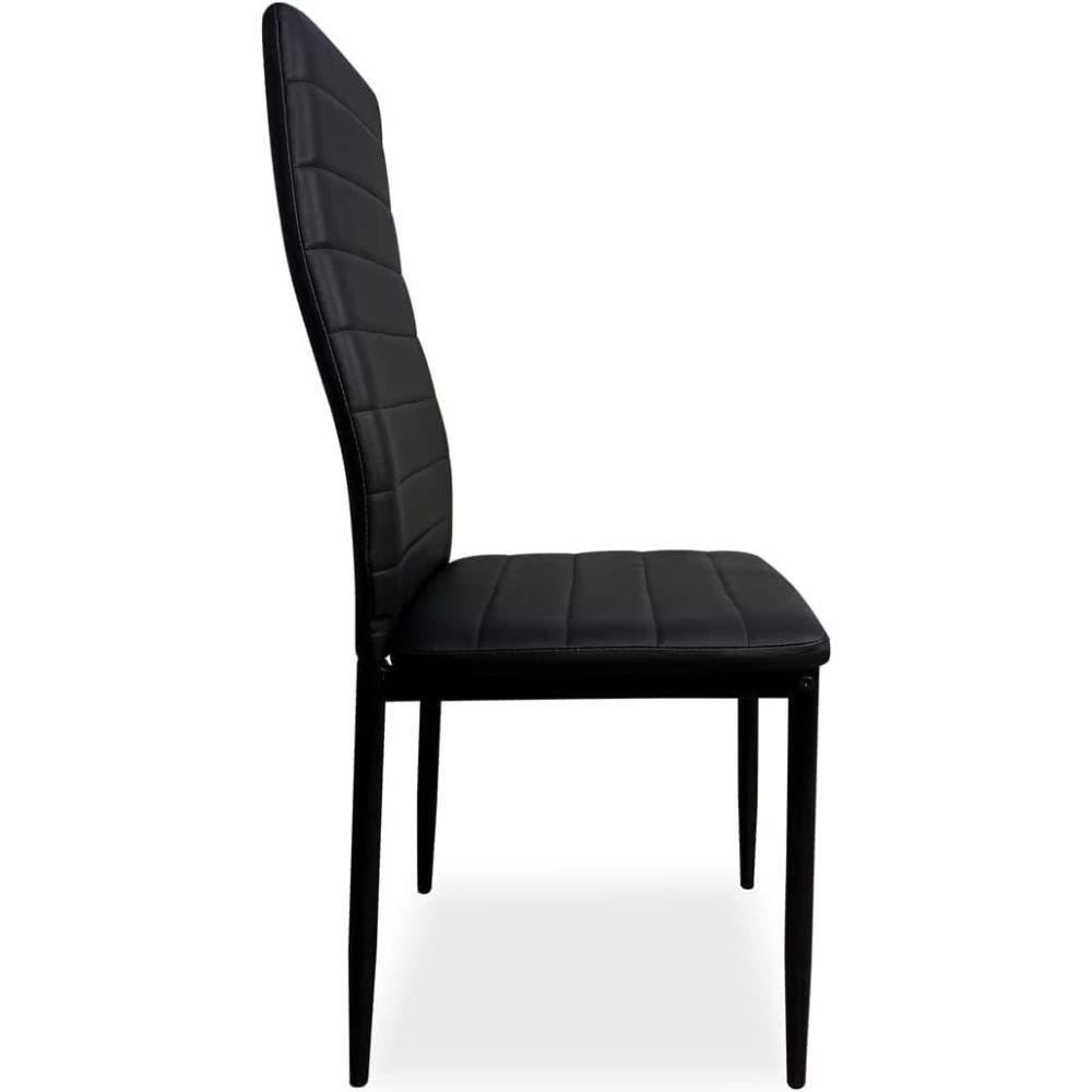 Pack de 6 Sillas Tapizadas para Salón, Color Negro y Patas