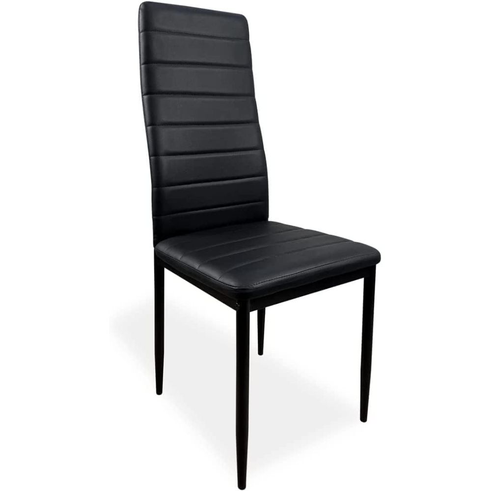 Pack de 6 Sillas Tapizadas para Salón, Color Negro y Patas